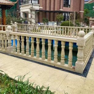 忻州黄金麻花岗岩石材栏杆，扶手，将军柱，花瓶柱