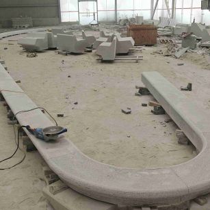 忻州 芝麻白花岗岩弧形花坛石，坐凳石