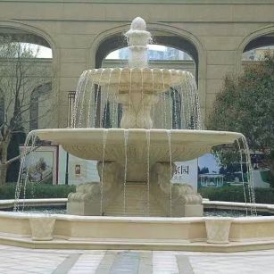 忻州 黄金麻花岗岩异型加工——户外庭院石雕流水喷泉