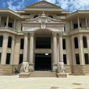 忻州 黄金麻别墅外墙干挂，大柱，大象，蘑菇石，雕花板