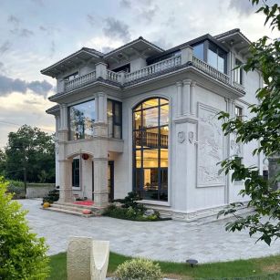 忻州 白麻花岗岩私人别墅干挂石材豪华定制