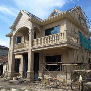 忻州 黄金麻花岗岩石材私人别墅雕花门楼柱阳台栏杆