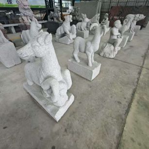 忻州 芝麻白花岗岩造型立体雕刻——十二生肖