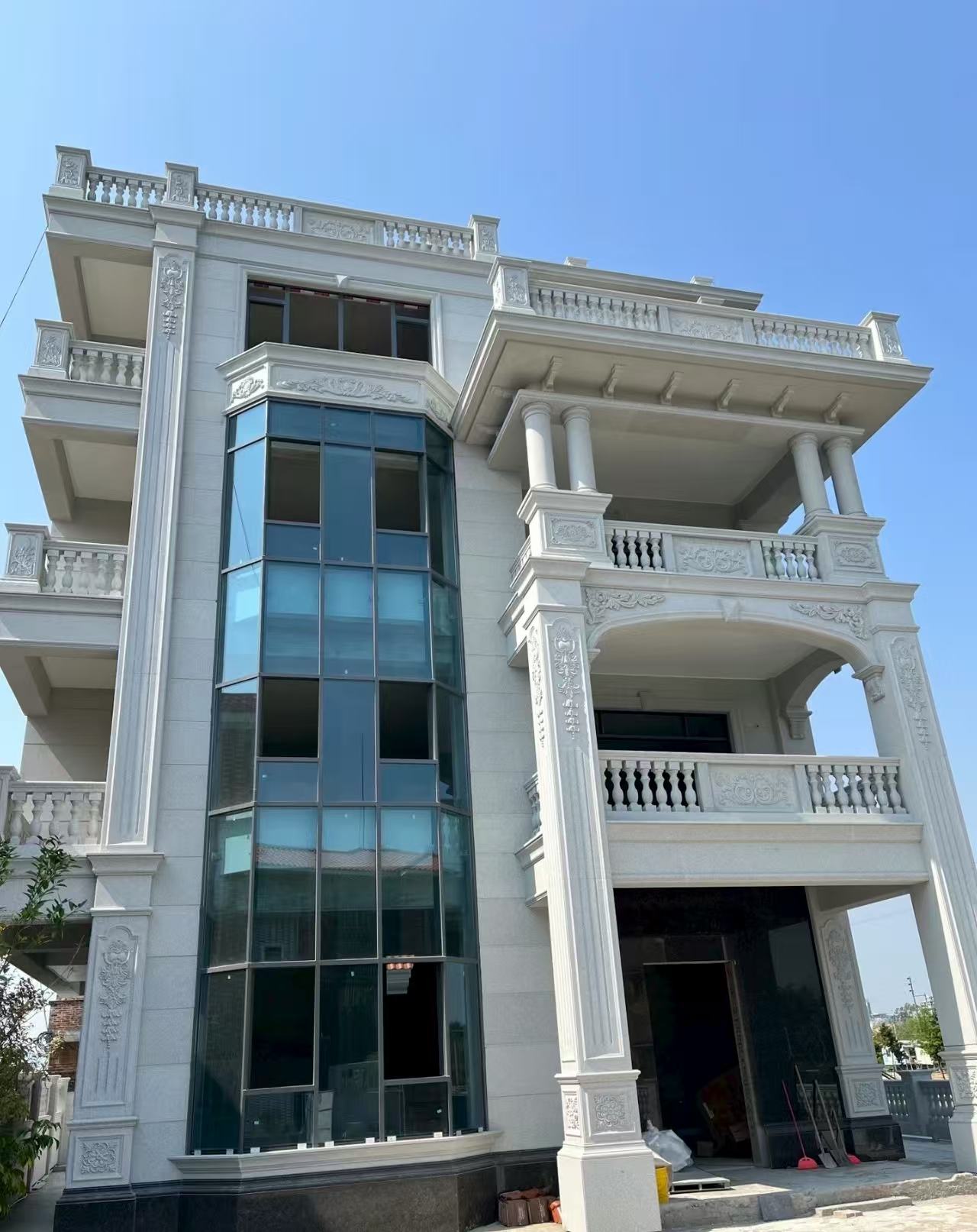 忻州 白麻花岗岩别墅外墙干挂效果展示