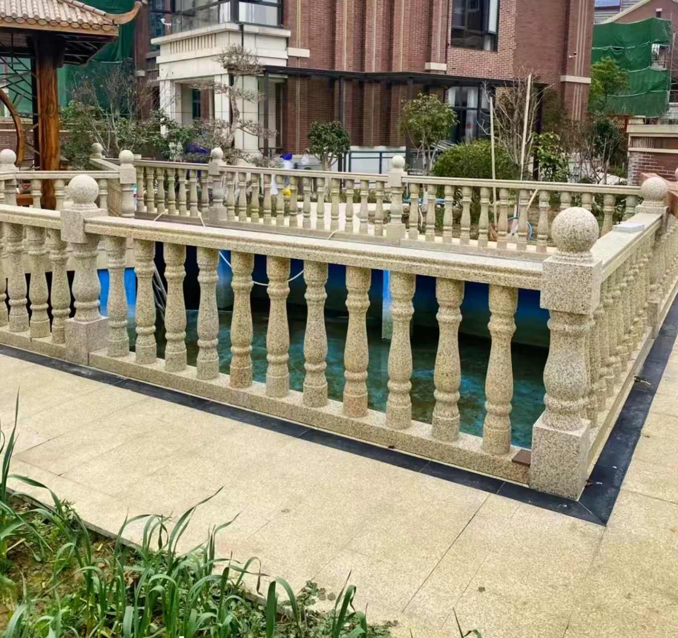 忻州黄金麻花岗岩石材栏杆，扶手，将军柱，花瓶柱